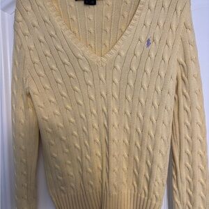 Prestine Preowned Ralph Lauren Sport Yellow V-Neck Cable Knit Sweater